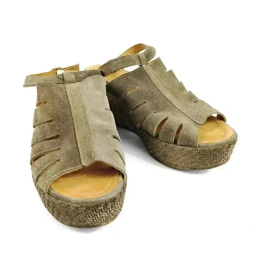 Sundance Olive Green Suede Platform Sandals